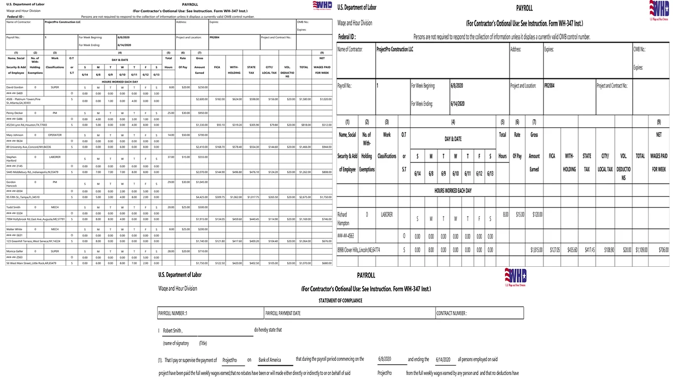 Certified Payroll Report Screenshot